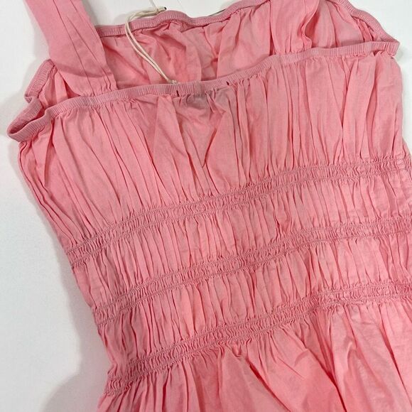 Stark X Top Womens Medium Pink Wide Straps Shirred Bodice Kamil Peplum Hem new - Picture 9 of 10